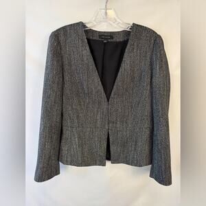 Womens Ann Taylor Size 6 Collarless Herringbone Blazer Mature Career Corporate